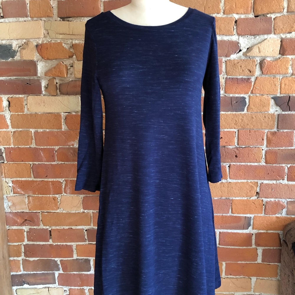 Women's Navy Blue Knit A-Line Dress